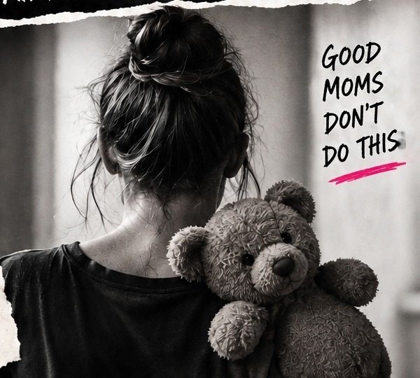 Mother holding a teddy bear